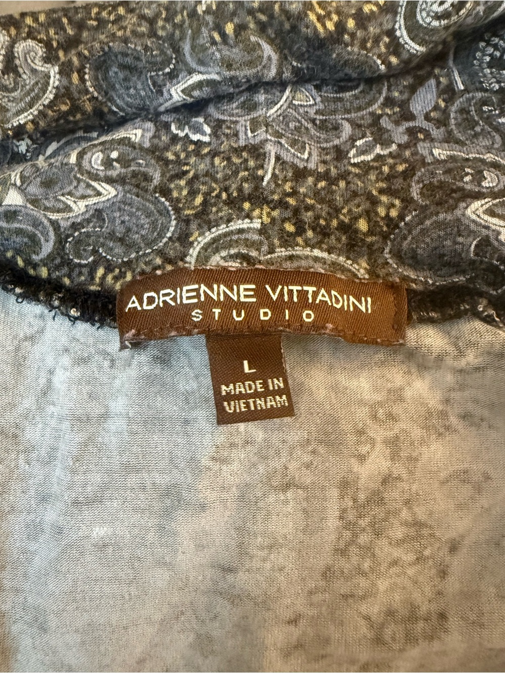 Adrienne Vittadini Navy Paisley Cowl Neck Top - Picture 3 of 3